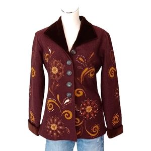 CARSON • Small wool embroidered blazer velvet lapel button-down jacket Fall